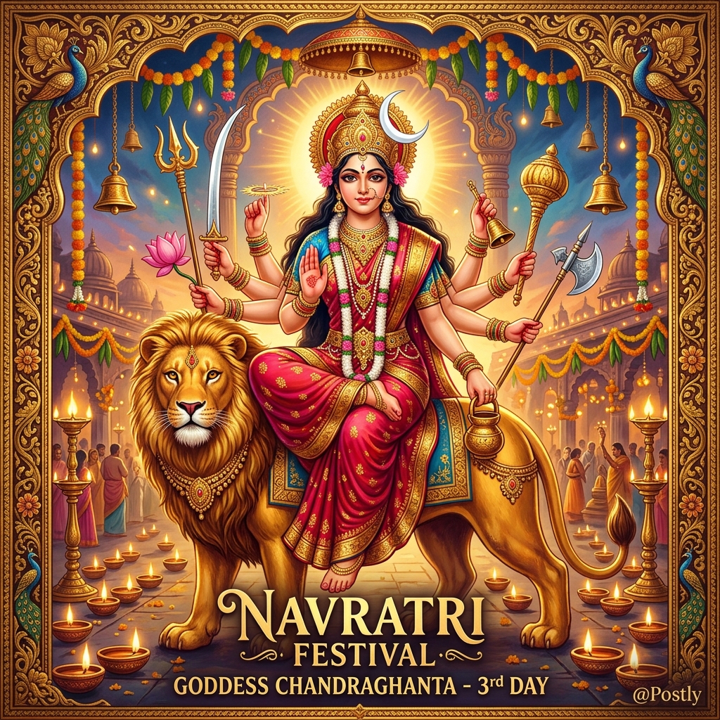 Navratri Day 3 Wishes (Maa Chandraghanta)
